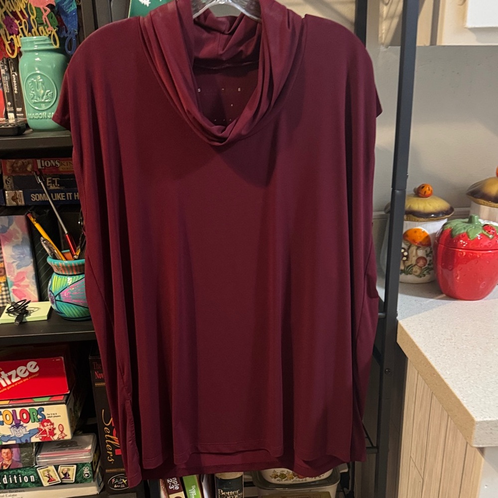 Susan Graver Burgundy Cowl Neck Tunic